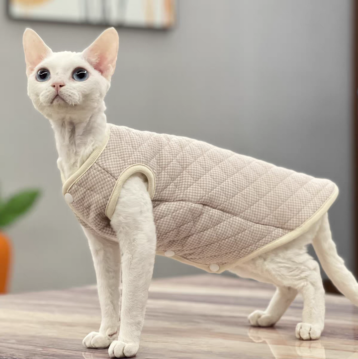 Diamond Quilted Vest Sphynx Cat Jacket