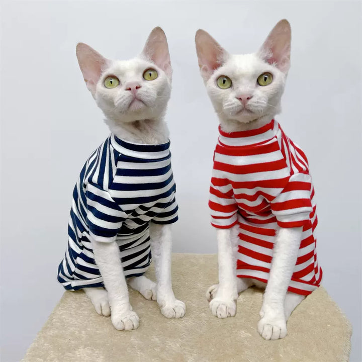 Classic Striped Sphynx Cat Tee Shirt