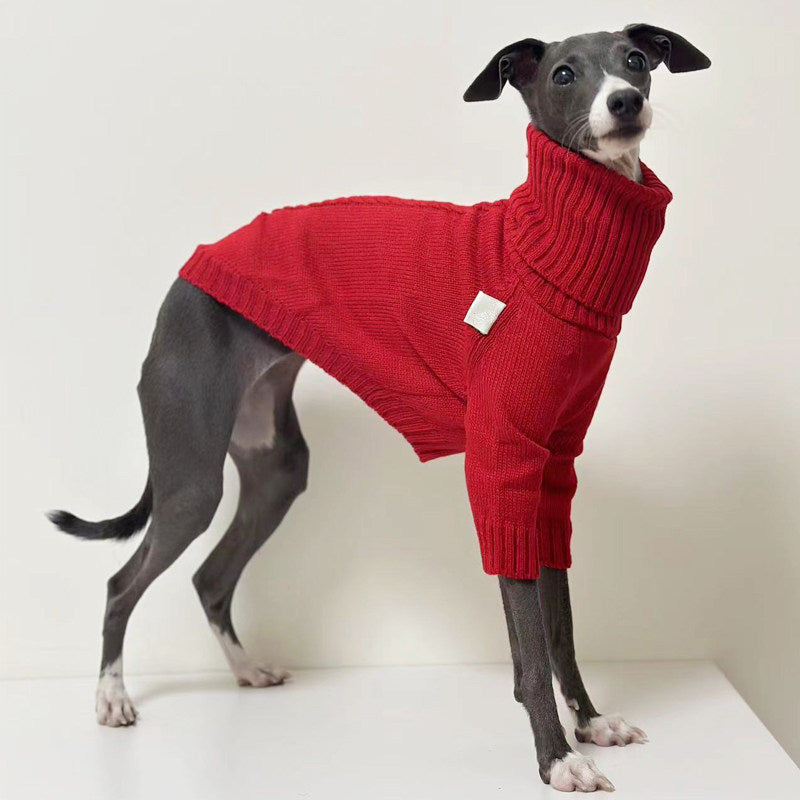 Cozy Chic Red Knitted Dog Sweater