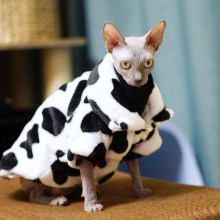 Cow-Print Fleece Sphynx Coat