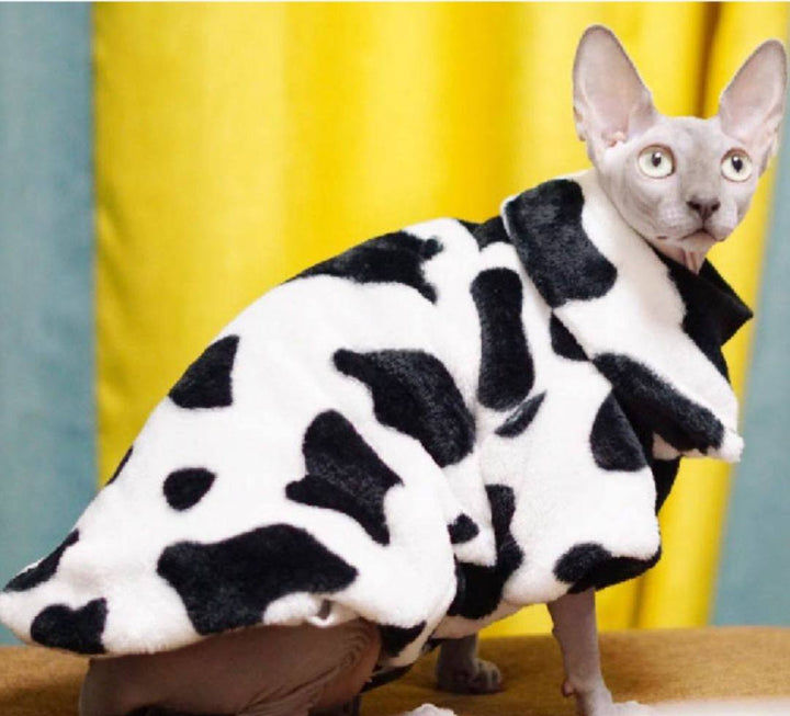 Cow-Print Fleece Sphynx Coat