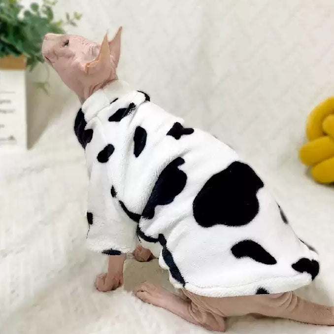 Cow-Print Fleece Sphynx Coat