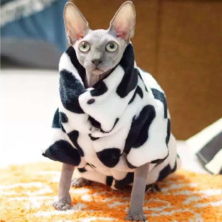 Cow-Print Fleece Sphynx Coat