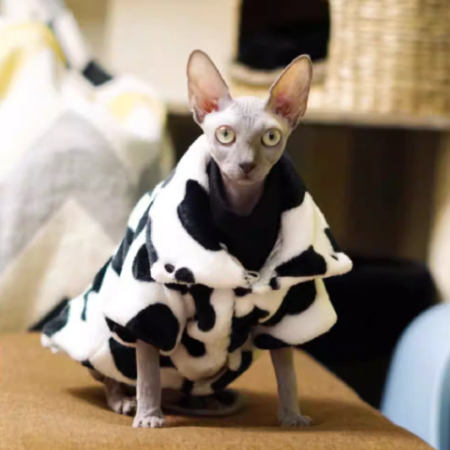 Cow-Print Fleece Sphynx Coat