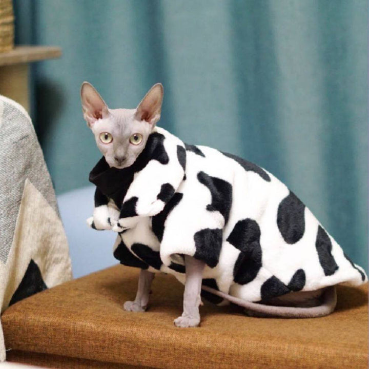 Cow-Print Fleece Sphynx Coat