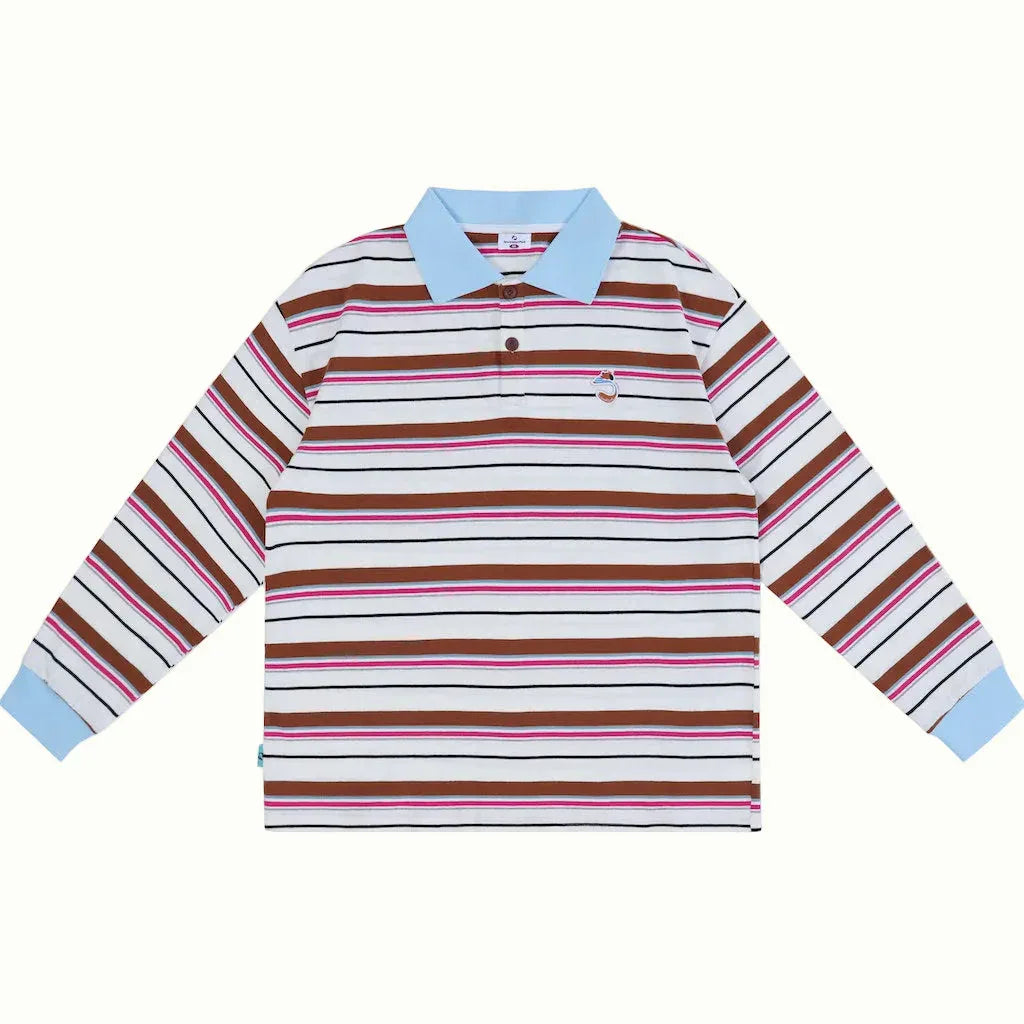 Retro Striped Long Sleeve Pet Human Matching Polo Shirt CityBear
