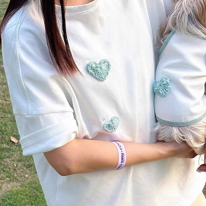 Crochet Heart Pet and Owner Matching Tee Shirts