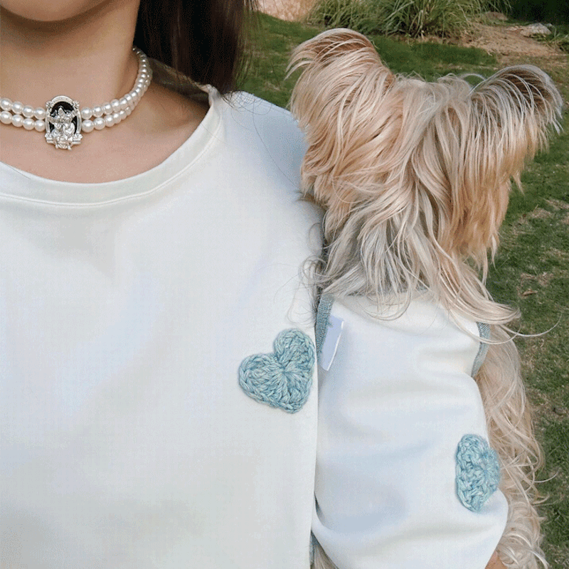 Crochet Heart Pet and Owner Matching Tee Shirts