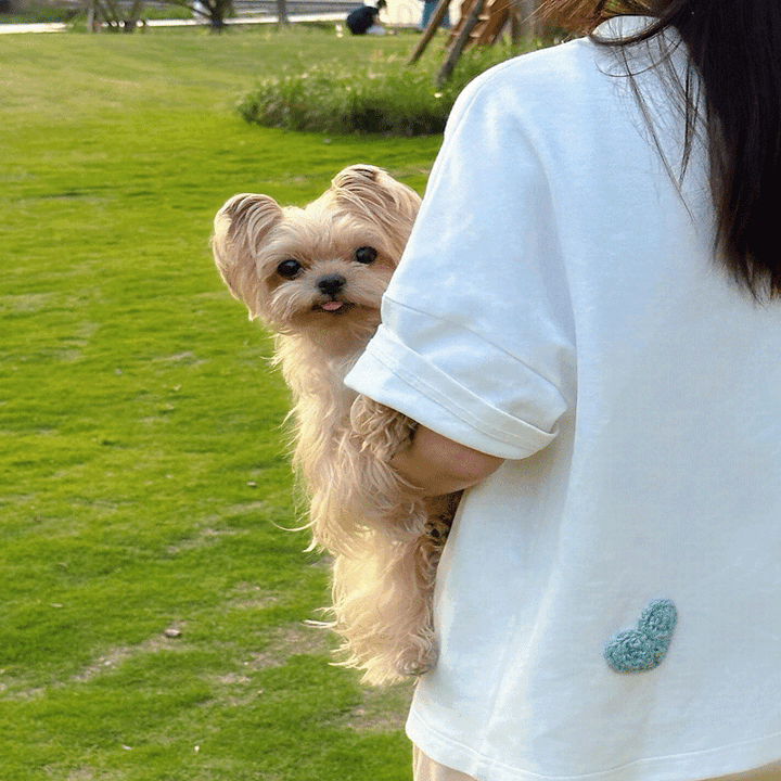 Crochet Heart Pet and Owner Matching Tee Shirts