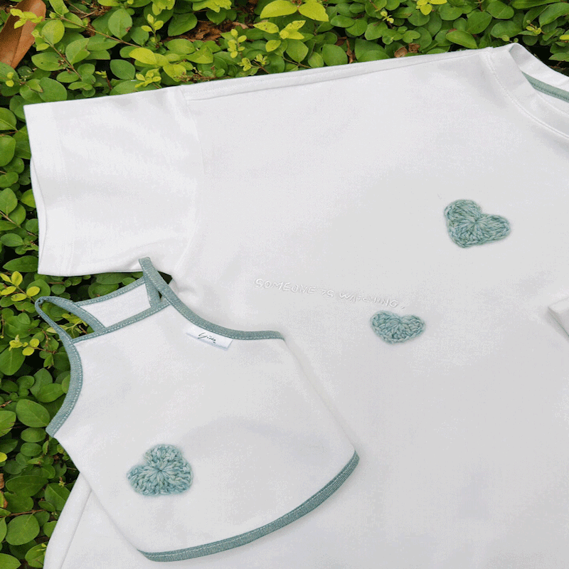 Crochet Heart Pet and Owner Matching Tee Shirts