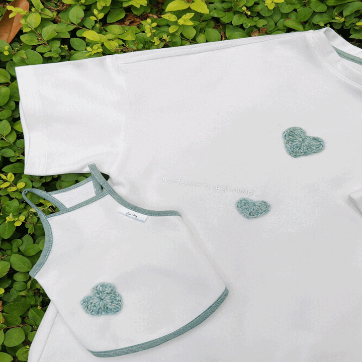 Crochet Heart Pet and Owner Matching Tee Shirts
