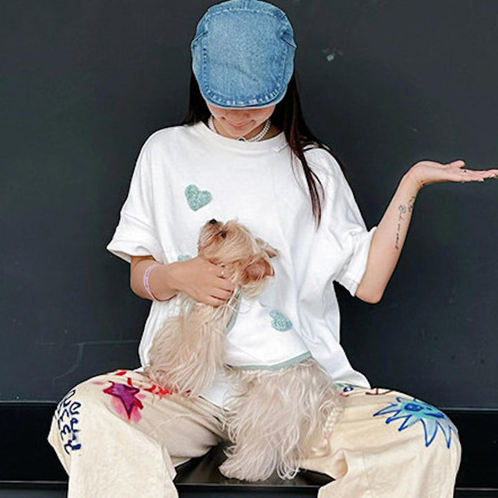Crochet Heart Pet and Owner Matching Tee Shirts