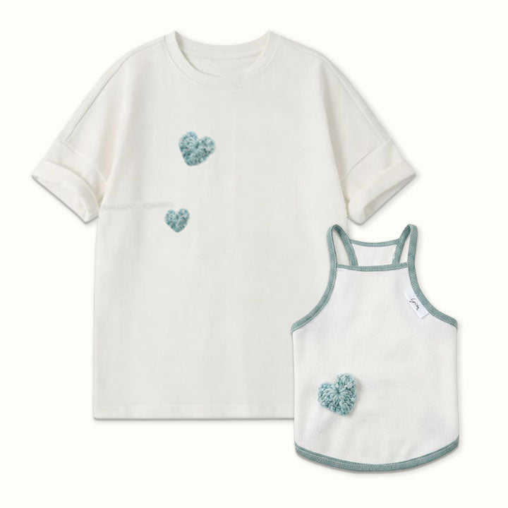 Crochet Heart Pet and Owner Matching Tee Shirts