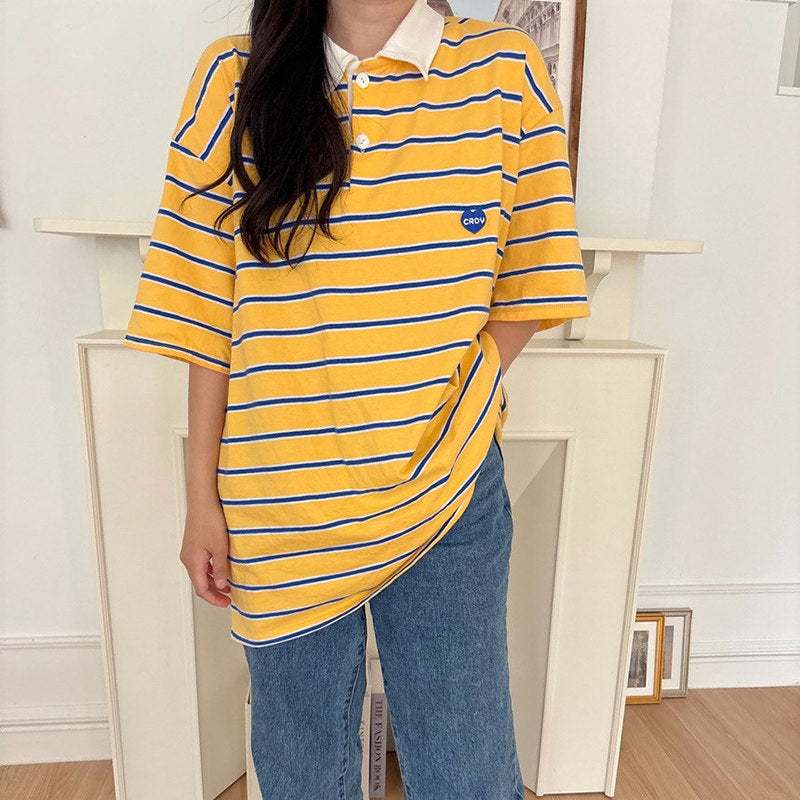 Croy Heart Striped Pet and Owner Matching Polo Tee
