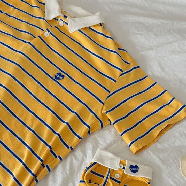 Croy Heart Striped Pet and Owner Matching Polo Tee