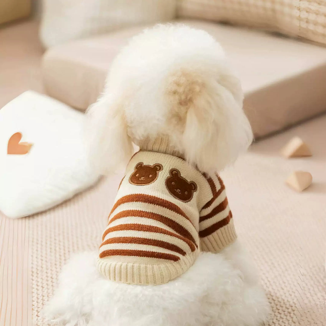 Cute Bear Striped Extra Warm Pet Sweater