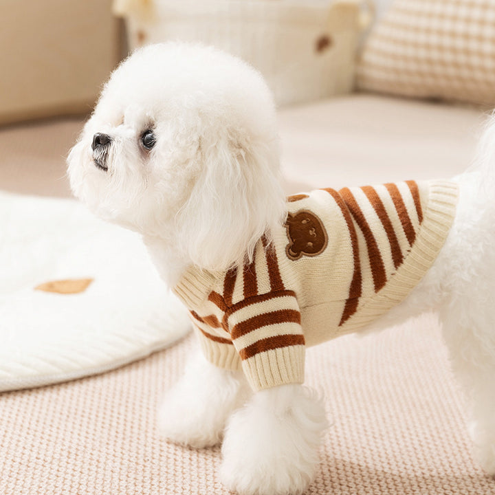 Cute Bear Striped Extra Warm Pet Sweater