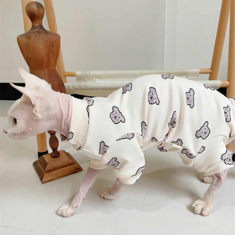 Cute Pup Cotton Sphynx Cat Onesies Pajamas