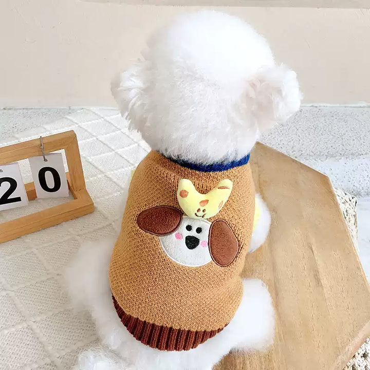 Cute Plush Cartoon Embroidered Pet Knitted Sweaters