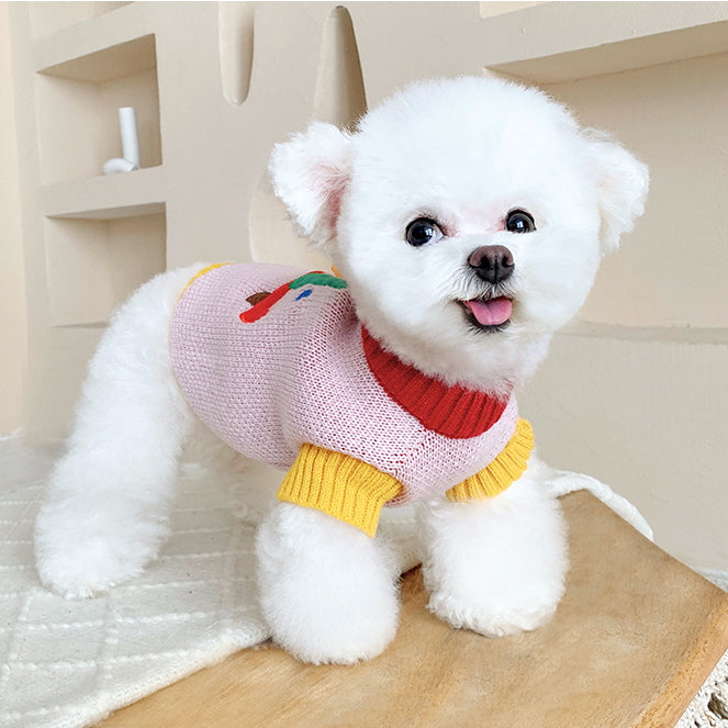 Cute Plush Cartoon Embroidered Pet Knitted Sweaters