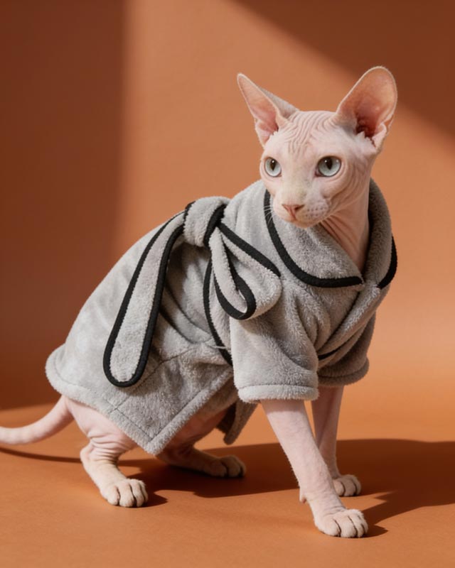 Sphynx Fleece Pajamas with Tie Sleepwear CityBear