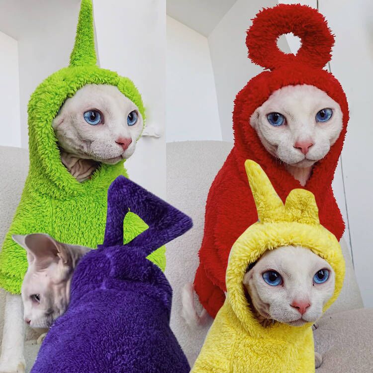 Teletubbies Hoodies Sphynx Cat Costumes