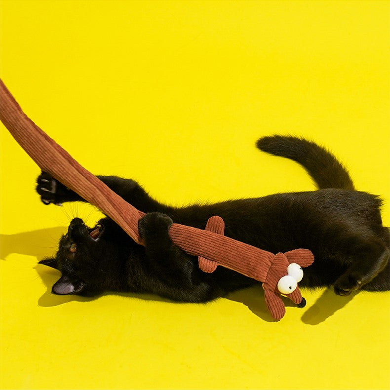 Dachshund Plush with Catnip Pouch Cat Teaser Wand Toy