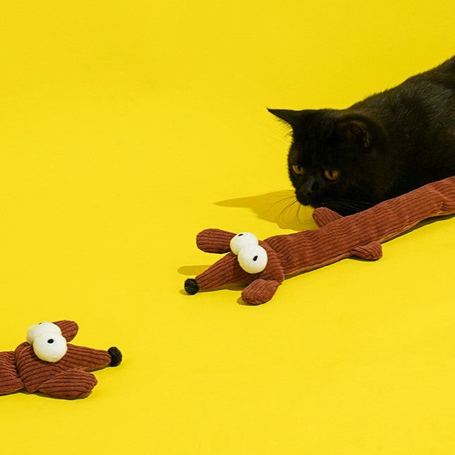 Dachshund Plush with Catnip Pouch Cat Teaser Wand Toy