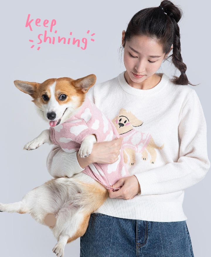 Cute Cloudy Dog Human Matching Sweaters