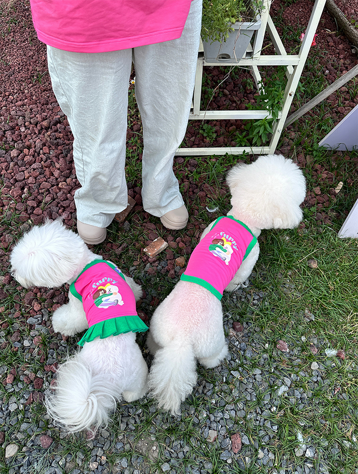 Furry Embraces World Pink Dog Human Matching Tee Shirts