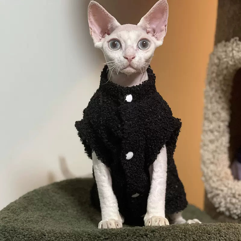 Drop Shoulder Fleece Cat Jacket Sphynx Sweater