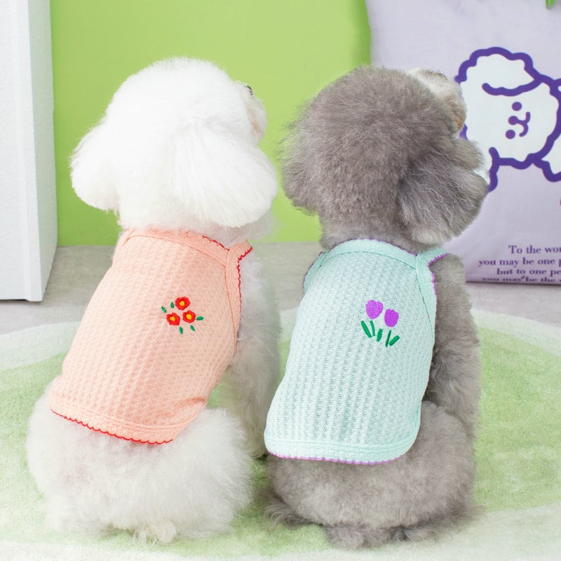 Flower Embroidered Dog Clothes