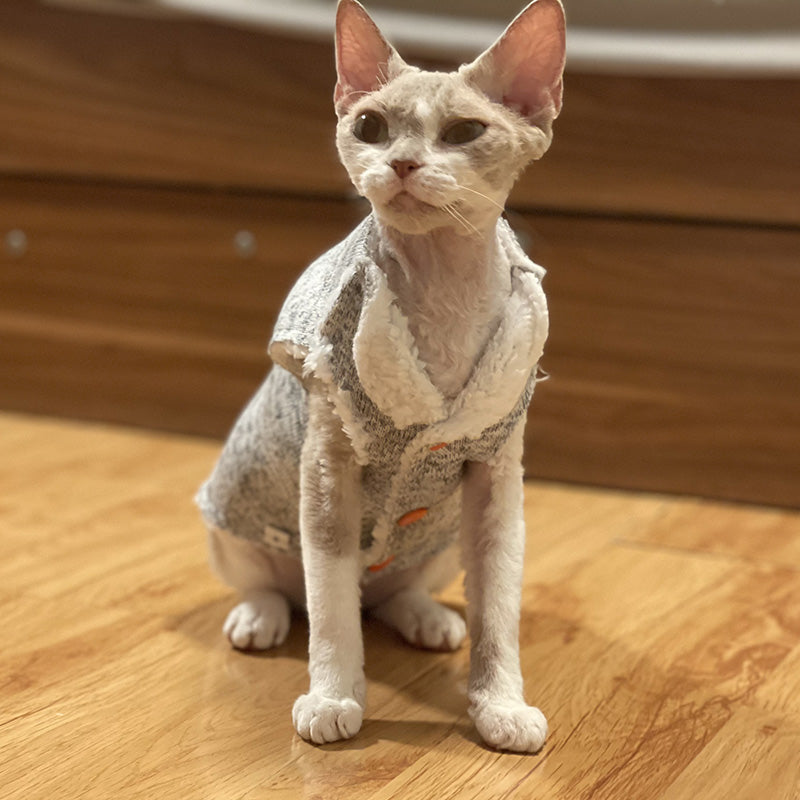 Lambswool Lining Sleeveless Sphynx Cat Jacket