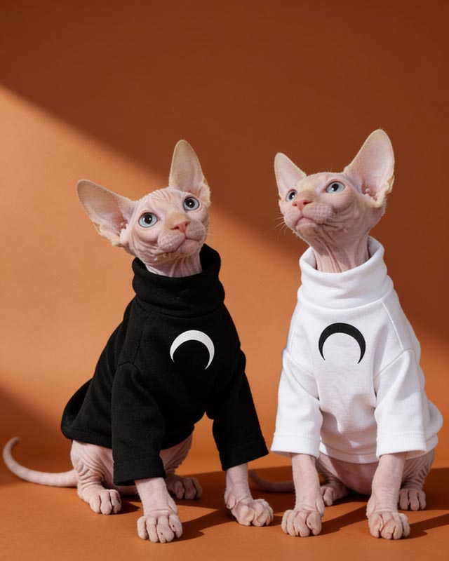 Sphynx Cat Clothes Cat Tops Turtle Neck Long Sleeve Tops Cat Short Sleeve Tops Cat Shirts High Neck Cat Clothing Pet Apparel Spring Autumn