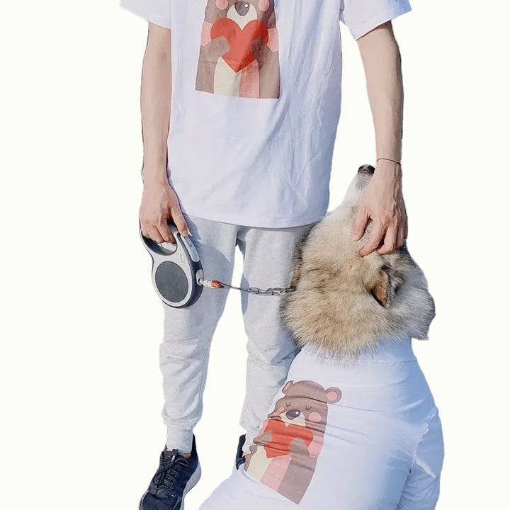 Heart Warming Bear Dog Human Matching Tee Shirts