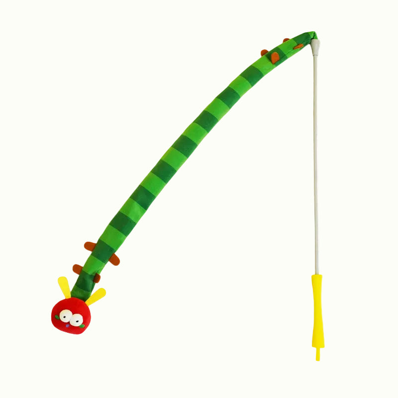 Interactive Cuddly Caterpillar Cat Teaser Wand Toy