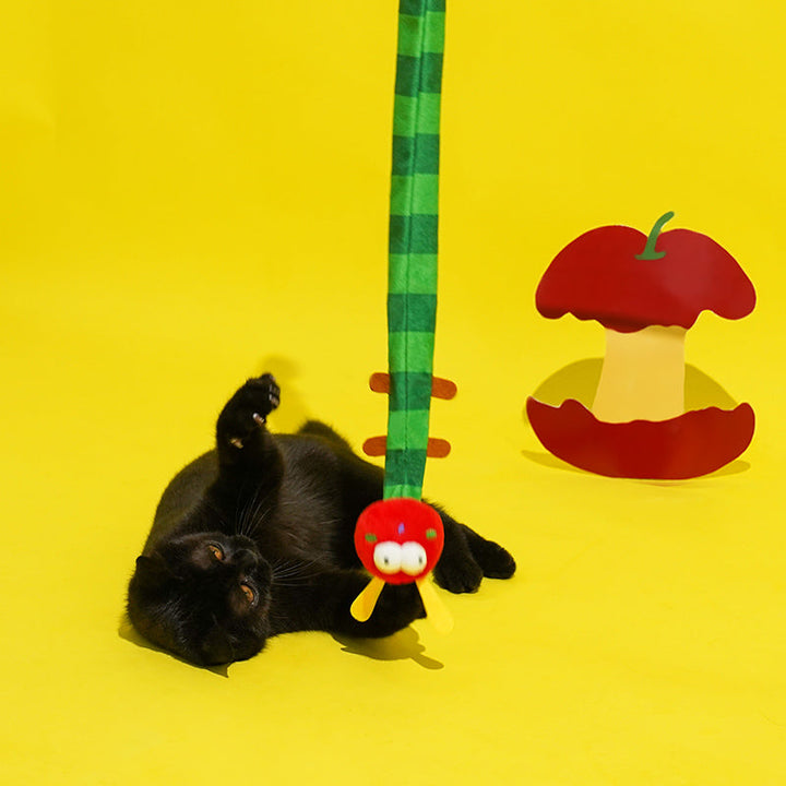 Interactive Cuddly Caterpillar Cat Teaser Wand Toy