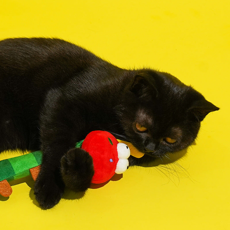 Interactive Cuddly Caterpillar Cat Teaser Wand Toy