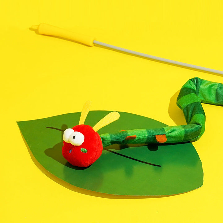 Interactive Cuddly Caterpillar Cat Teaser Wand Toy