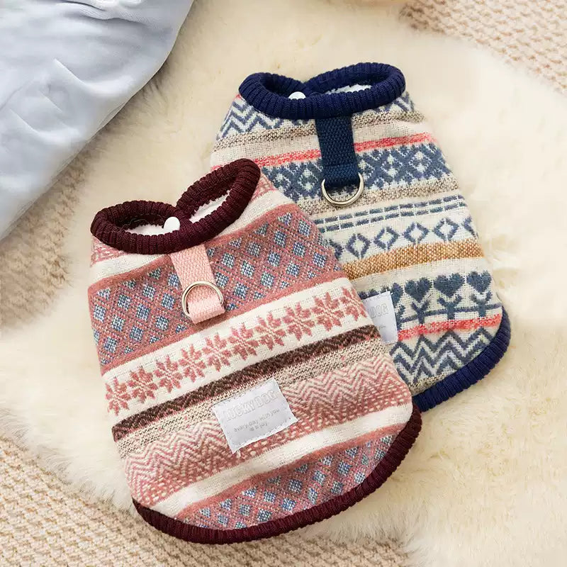 Knitted Snowflakes Cardigan Vest Pet Clothes
