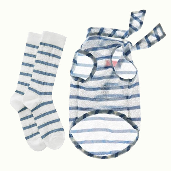 Laced Stripy Matching Pet Tee and Owner Socks