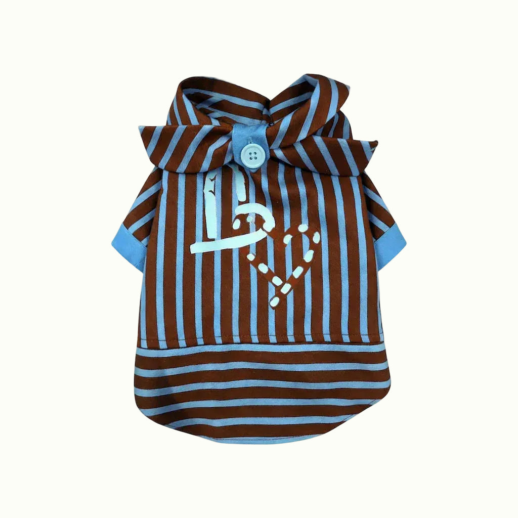 Love Stripe Pet Human Matching Pajamas in Mocca Blue