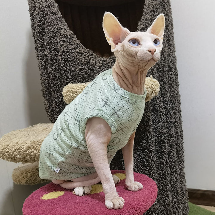 Cotton Eyelet Singlet Sphynx Cat Tank Top