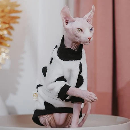 Moo Highneck Sphynx Cat Fleece Sweater