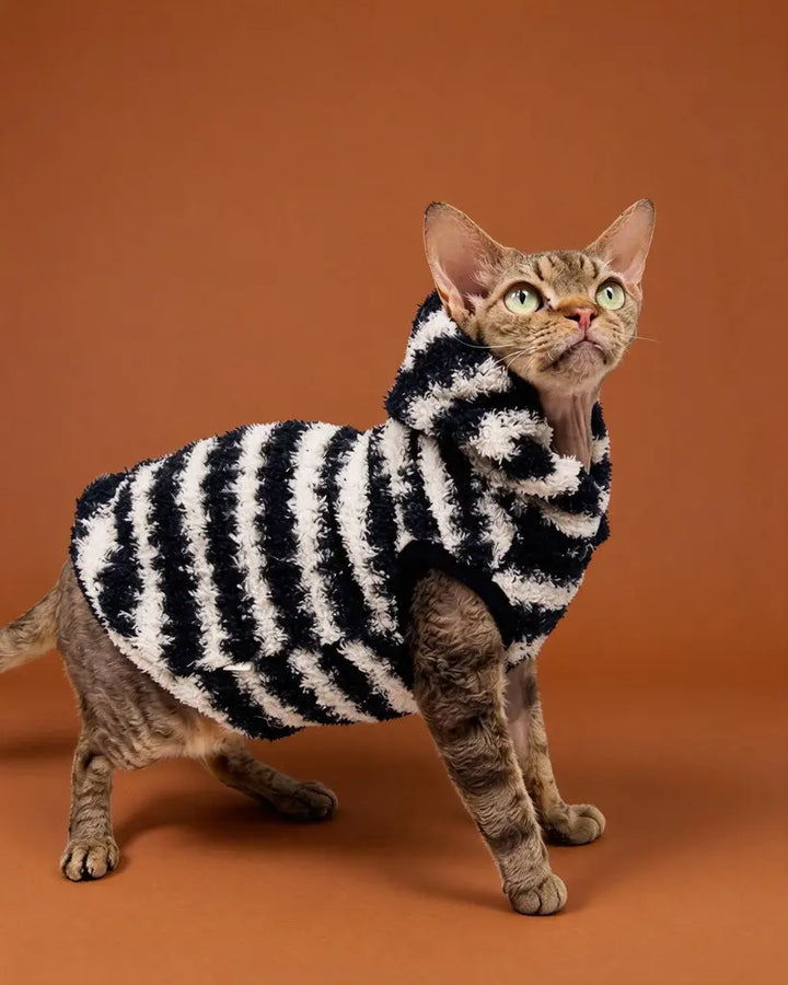 Oreo Ripple Sphynx Cat Striped Sleeveless Hoodie