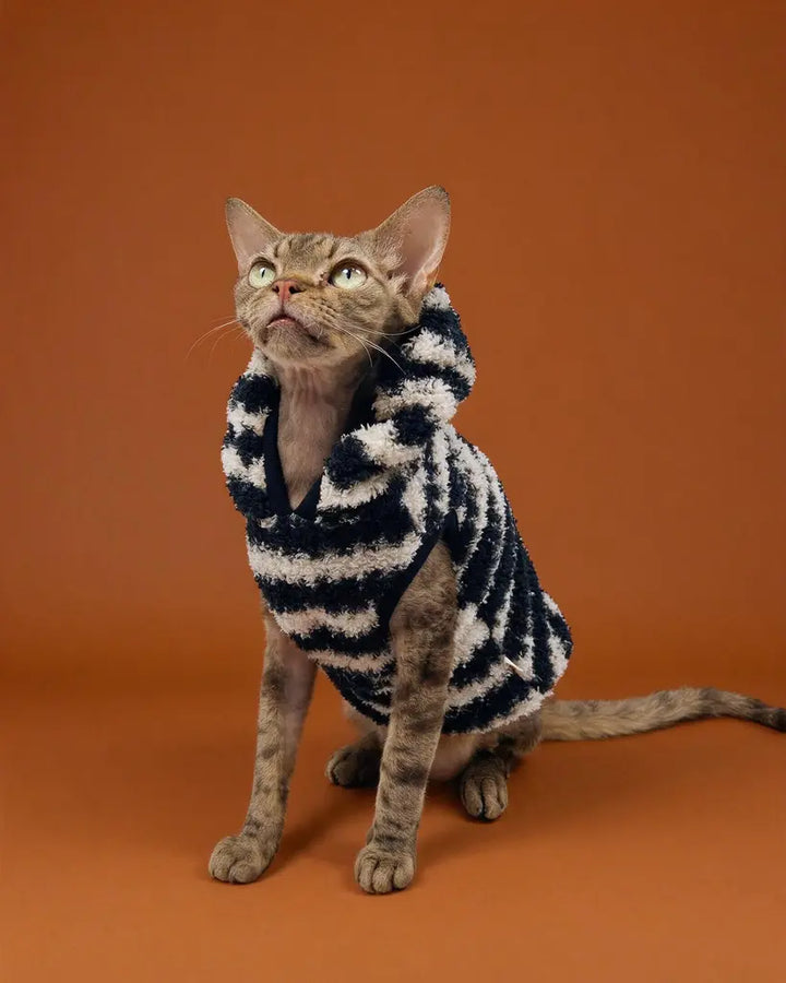 Oreo Ripple Sphynx Cat Striped Sleeveless Hoodie