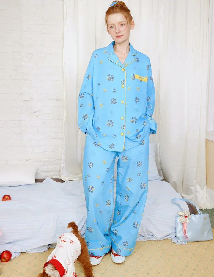 Paw Print Pet and Owner Matching Pajamas