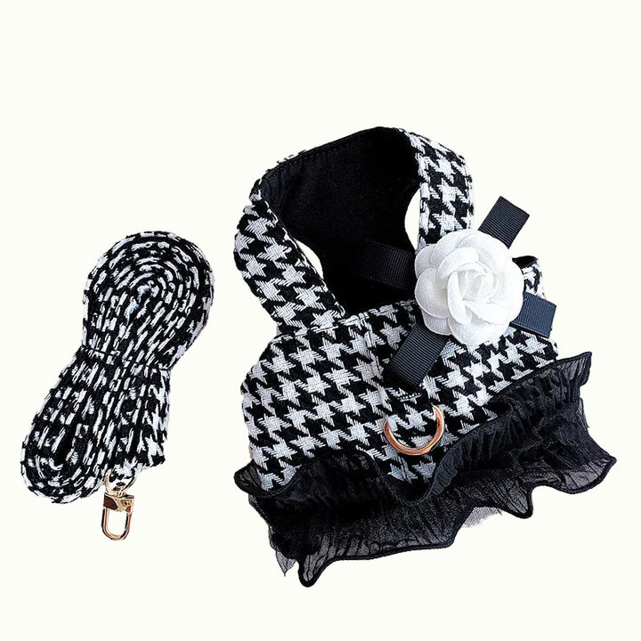 Pet Harness Dress and Leash Set Cute Elegant Dog Clothes