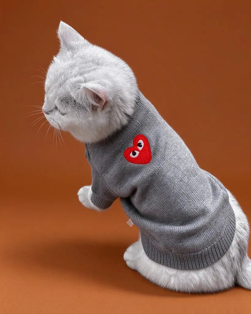 Heart Sphynx Cat Knitted Cardigan Sweater