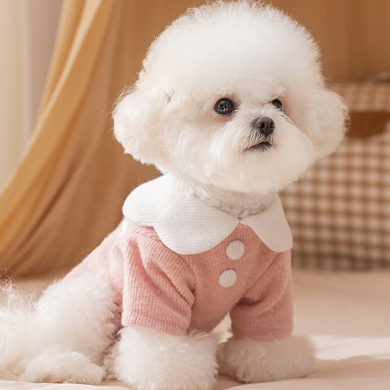 Petal Collar Corduroy Shirt Pet Clothes
